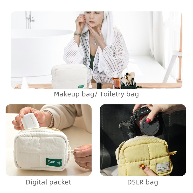 Veki Puffy Makeup Bag, Travel Cosmetic Bags for Women, Cute