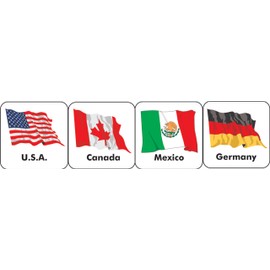 Eureka World Flags Stickers, 20 Countries