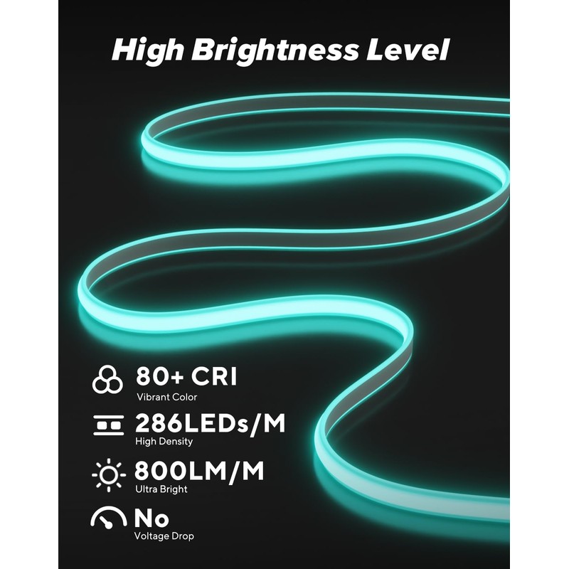 Shine Decor COB LED Rope Light AC 120V, 800lm Ultra