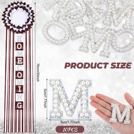 Yinkin 11 Pcs Homecoming Mum Supplies Set 30 Inch Homecoming Mum Braid with 10 Adhesive Pearl Rhinestone Letter Patches DIY Craft for Student Back to School Week Party Decor(White and Maroon)