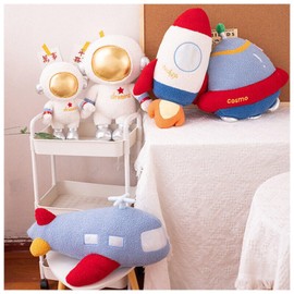 champracer Plush Toy Astronaut Kawaii Cuddly Toy, Super Soft Plush Cushion Toy, Space Plush Toys for Children's Room Boys Girls Space Plush Toys (Rocket)
