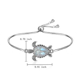 Turtle Bracelet Moonstone Tree of Life Sea Turtle Bracelet for Women Sterling Silver Adjustable Ocean Beach Hawaiian Turtles Jewelry Christmas Birthday Gifts