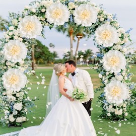 PATTEPOINT 6PCS Tissue Paper Flowers，Handmade White Giant Crepe Artificial Flowers Decorations for Wall,12 Inches Large Flowers for Wedding Birthday BabyShower Party Home Decor Supplies