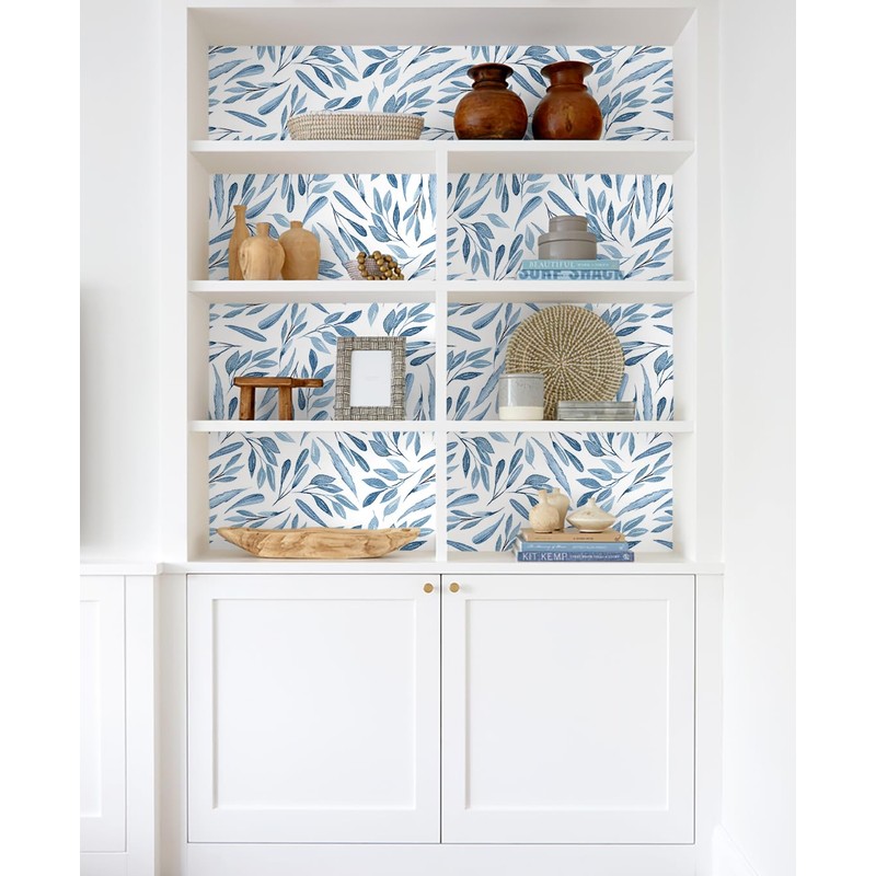 Self Adhesive Drawer Liner Shelf Blue Contact Paper 17.3in x16.4ft