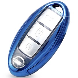 [anddat] Nissan NISSAN Smart Key Case Key Cover Key Holder Nissan NISSAN Note Serena Cube March Elgrand X-Trail, blue