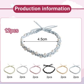 ZWWOGE 12 Stück Handgefertigte Perlen Scrunchies Haargummi, haargummi,Seide Haarringe Satin Haargummi Klein, Silk Scrunchie 6 Farben, Hair Ties Für Damen Und Frauen,Pferdeschwanz Reißfeste Zopfgummis