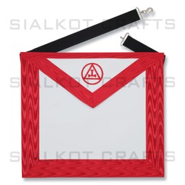 SialkotCrafts Masonic regalia Royal Arch synthetic Leather Apron set machine embroidered.Apron chain collar gloves jewel, Red, 14 x 16