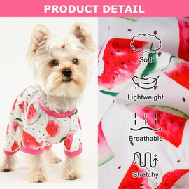 Puppy Dog Outfits Watermelon Pattern Pet Dog Pajamas Cute Pet Clothes Dog Jumpsuit Puppy Soft Dog Pajamas for Summer Pet Dog Cat