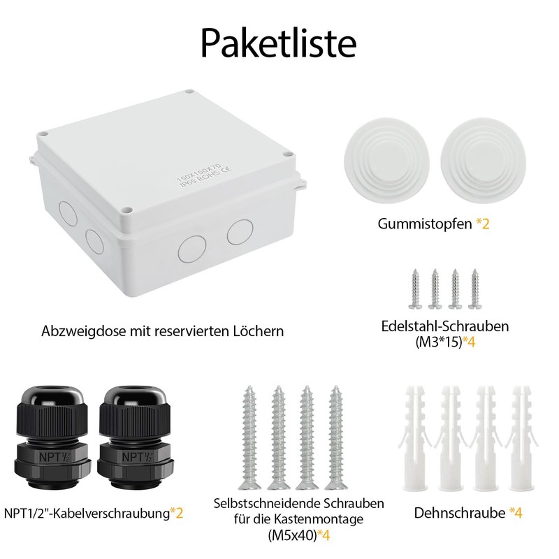 LeMotech Junction Box with Reserved Holes ABS Plastic Electrical Box