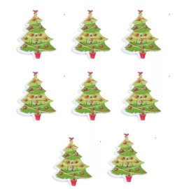 Shelly's Buttons and More Printed Red Ornament Tree Buttons - Shelly's Buttons Sew Thru Craft Scrap Sewing