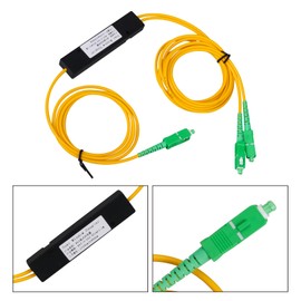 1 to 2 Singlemode Fiber Optical Splitter FBT Fiber Optical Splitter SC/APC 1:2 Fiber Optic Pigtail Splitter Tapered Box Splitter, 2pcs