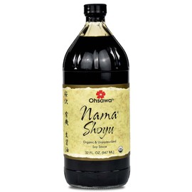 Ohsawa Nama Shoyu, Organic and Aged in 150 Year Cedar Kegs for Extra Flavor - Japanese Soy-Free Sauce, Low - Sodium, Non-GMO, Vegan, Kosher - 32 oz