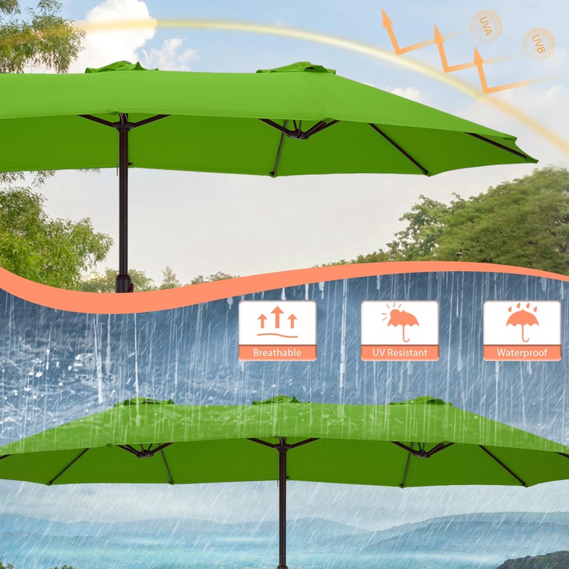 AONETOZ 12 Ribs Umbrella Canopy Replacement for 15ft Double-Sided Patio