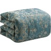 Not Available 7 Piece Blue Damask Pattern Flocked Bedding Comforter