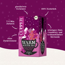 Cupper Organic Fruit Tea Warm Winter Hug 4-Pack 80 Unbleached Tea Bags Eco Friendly Fair Trade