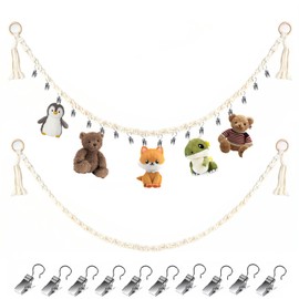 Teddy Hammock Toy Storage Net, 2M Stuffed Animals Hanging Storage Teddy Storage Tube with 20pcs Metal Clips for Soft Toy Hanging Hats Socks Holiday Cards