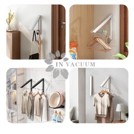 Laundry Drying Rack, Wall Mounted Retractable Clothes Hanger, Aluminium Home Storage Organization Space Savers for Home(2 Racks with Rod,Black)