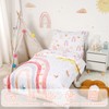 CARUILI Toddler Bedding Set for Girls 4 Piece Pink Rainbow