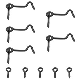 Waziaqoc 5PCS 2 Inch Hook and Eye Latch for Door, Heavy Duty Iron Barn Door Lock Privacy Lock Screw Fixing Type Latch for Sliding Door Barn Door Gate Window Cabin, Black