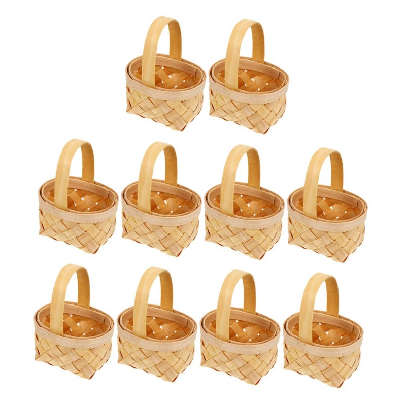 STOBAZA 2sets Tiny Woven Baskets Miniature Flower Baskets Seagrass Wedding