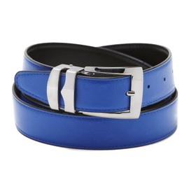 Reversible Belt Bonded Leather Removable Silver-Tone Buckle ROYAL BLUE/Black 36