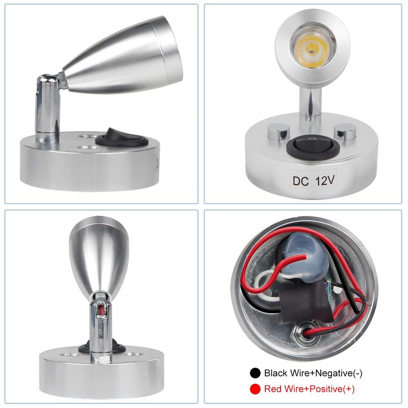 CPROSP 2pcs LED Spot Reading Light 3W 12V Warm White