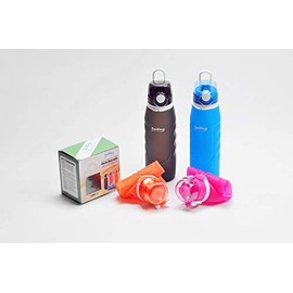 Sailing Botella de Agua Plegable Portátil de Silicona Líquida de Grado Médico 1000 ml a Prueba de Fugas con Tapa Giratoria, Sin BPA, Material Seguro (Rojo Rosa)