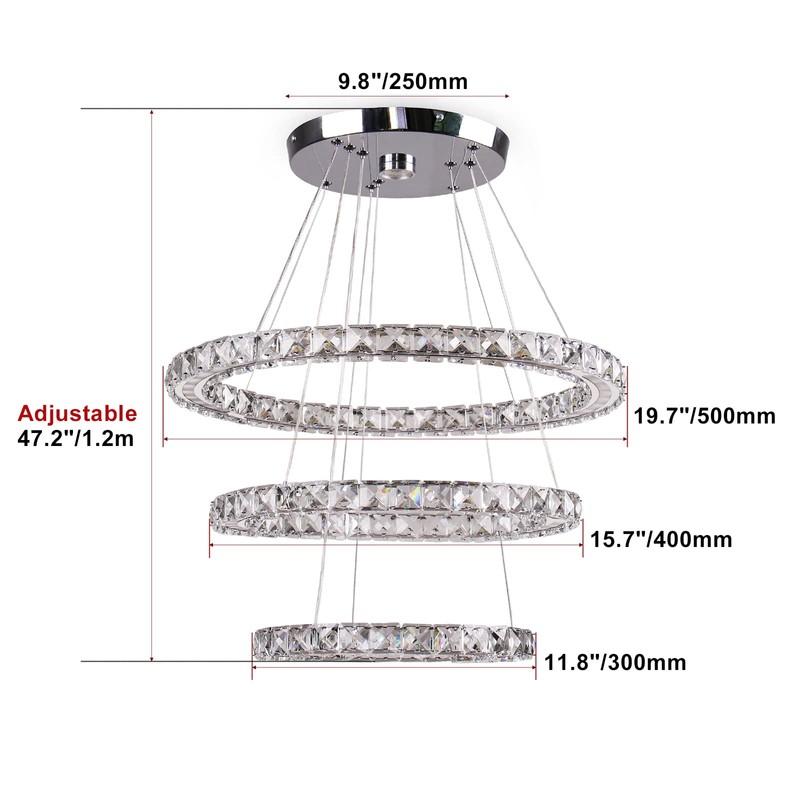 diisunbihuo Modern LED Chandeliers Crystal Chandeliers Ceiling Light Three Rings