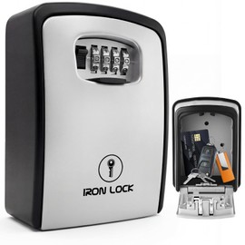 Iron Lock® Key Lock Box XXL Wall Mount – Waterproof Outdoor Key Safe with Heavy-Duty Metal Body & 4-Digit Combination – Lock Box for Keys Outside for Home, Rentals & Realtors (Grey, XXL)