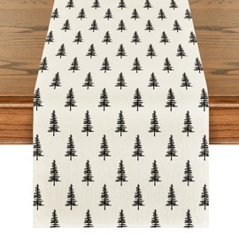 Artoid Mode Beige Trees Christmas Table Runner, Winter Merry Xmas Dining Table Decoration for Home Party Decor 40x240 cm