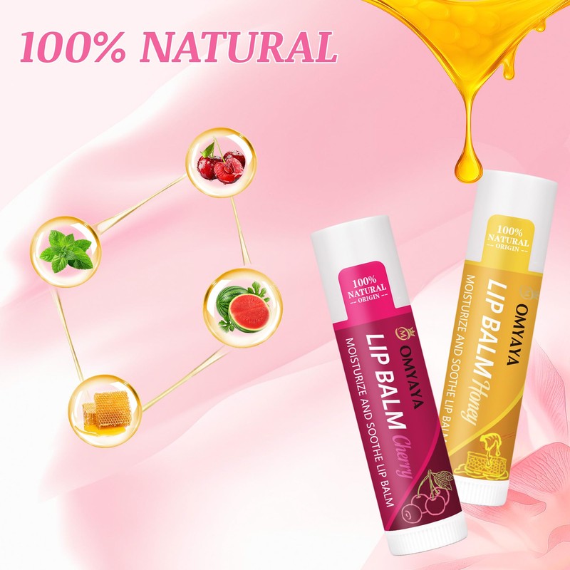 Lip Balm Set,12 x 5g Moisturising Lip Balms with Natural