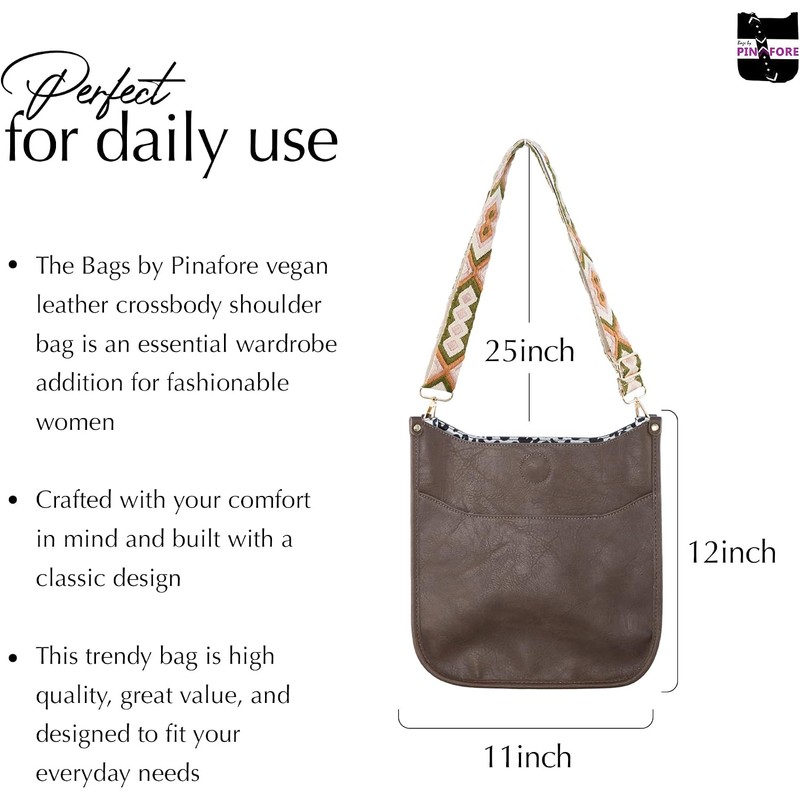 Vegan Leather Crossbody Fashion Shoulder Bag with Adjustable Strap