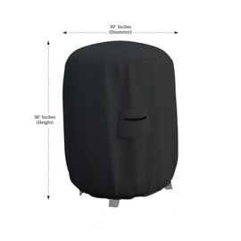 Covers & all Round Smoker Cover, 12 Oz Waterproof UV & Weather Resistant, BBQ Grill Dome Bullet Barrel Cooker Kettle Drum Grill, with Air Vent & Elastic (30" Diameter x 36" H, Black)