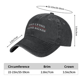 BIRDBATH Make Lying Wrong Again Hat for Men Baseball Cap Adjustable Hat Black