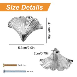 MOROBOR MOROBOR 4pcs Ginkgo Leaf Shape Knobs, Ginkgo Biloba Leaves Drawer Knob Pull Handle with Screws Hardware Accessorie, Silver Drop Pendant Pull Handle for Cabinet Dresser Drawer Wardrobe