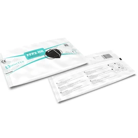 Omnitex FFP2 Black Face Mask - Box of 20, Individually Wrapped | High Filtration - 5 Layers | EN149 CE Certified | Hypoallergenic | Fluid Resistant | Adaptable Nose Bridge | 5x Extenders