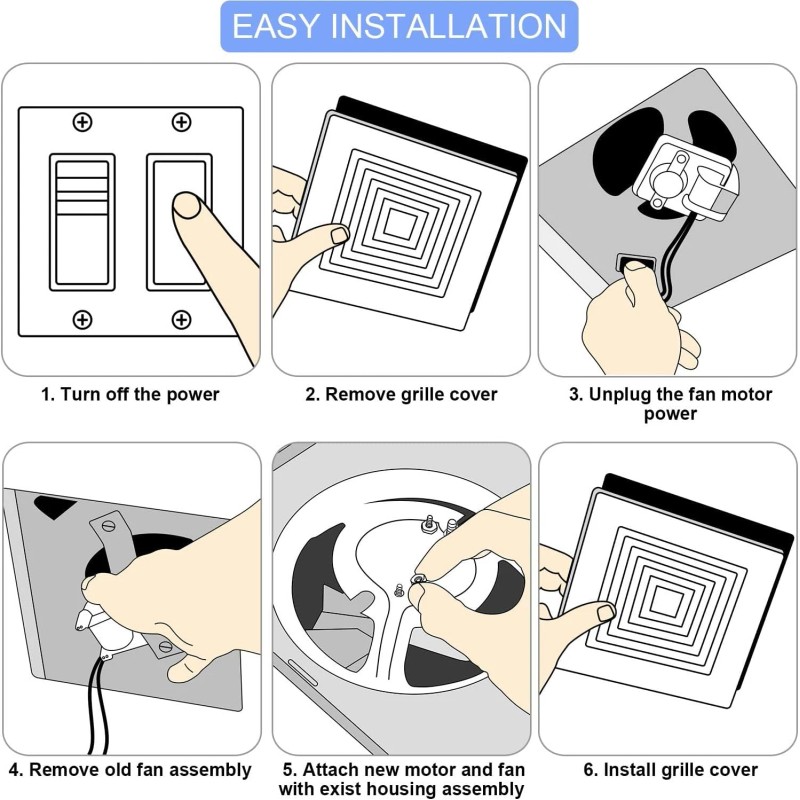 Ceoighe Bathroom Exhaust Fan Motor Replacement Kit Compatible with NuTone