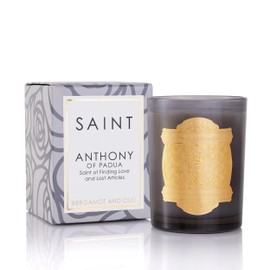 SAINT Anthony of Padua Scented Candle with Prayer and Prayer Coin, Saint of Finding Love and Lost Articles, Soy Coconut Aromatherapy Candle with 80 Hour Burn Time, Special Edition