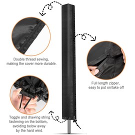 Fageny Premium Rotary Washing Line Cover Waterproof with Full Length Zipper, Protective Outdoor Dryer Cover for Rotary Airer Line, Universal Fit Rotary Line Cover with Bag (Black, 165x16x16cm)