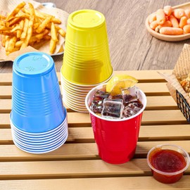 liamasum 50 Pack Party Cups 12 oz Disposable Plastic Cups, Assorted Color Plastic Party Cups for Parties, Events, Game and BBQ