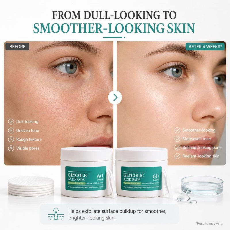 Pads exfoliantes faciales ácido glicólico y salicílico 2 pzas 120
