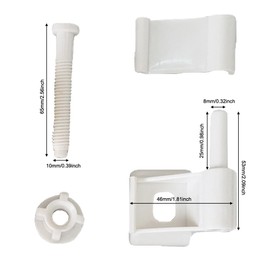 RecDec 2 Pack Toilet Seat Hinges Replacement with Bolts Screw Nuts Bracket White Plastic Repair Kit Parts for Toilet seat Elongated with Same Hinges Cover Lid Bathroom WC Hardware NOT Universal