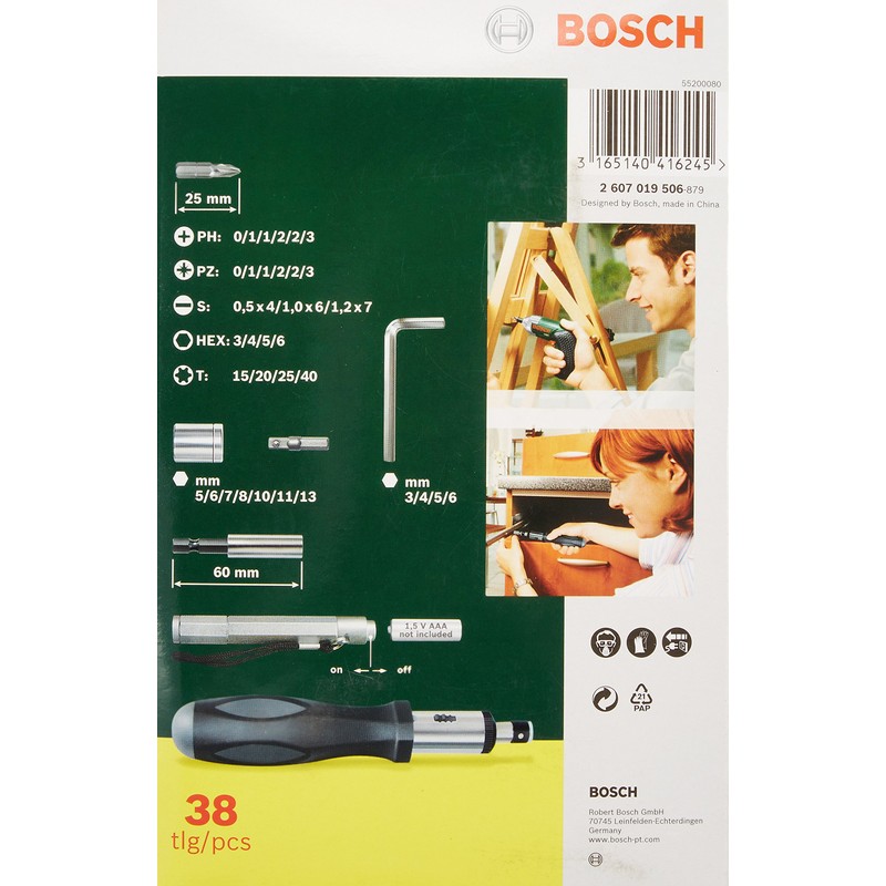 Bosch 2607019506 Screwdriving and Socket Set (38-Piece)
