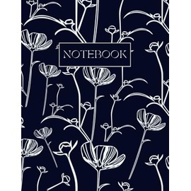 Floral A4 Lined Notebook, Deep Blue & White: 80 Pages | College Ruled Paper | 8.5"x11" Size | Perfect for Teens, Teachers, and Women | Great for School, Office & Home