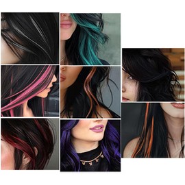 Baorder 8 Colours Temporary Instant Hair Mascara Colour, Washable Hair Colour for Girls, Make-up, Birthday, Christmas, New Year, Cosplay, Hair, DIY, Party (Black, B)