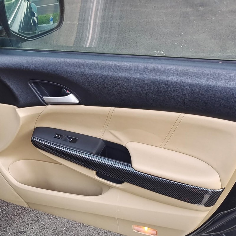 Carbon Fiber Pattern Inner Door Panel Cover Trim Fit for