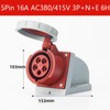 IEC 60309 Waterproof Industrial Connector Socket, 5Pin 16A 380V-415V 3P+E+N