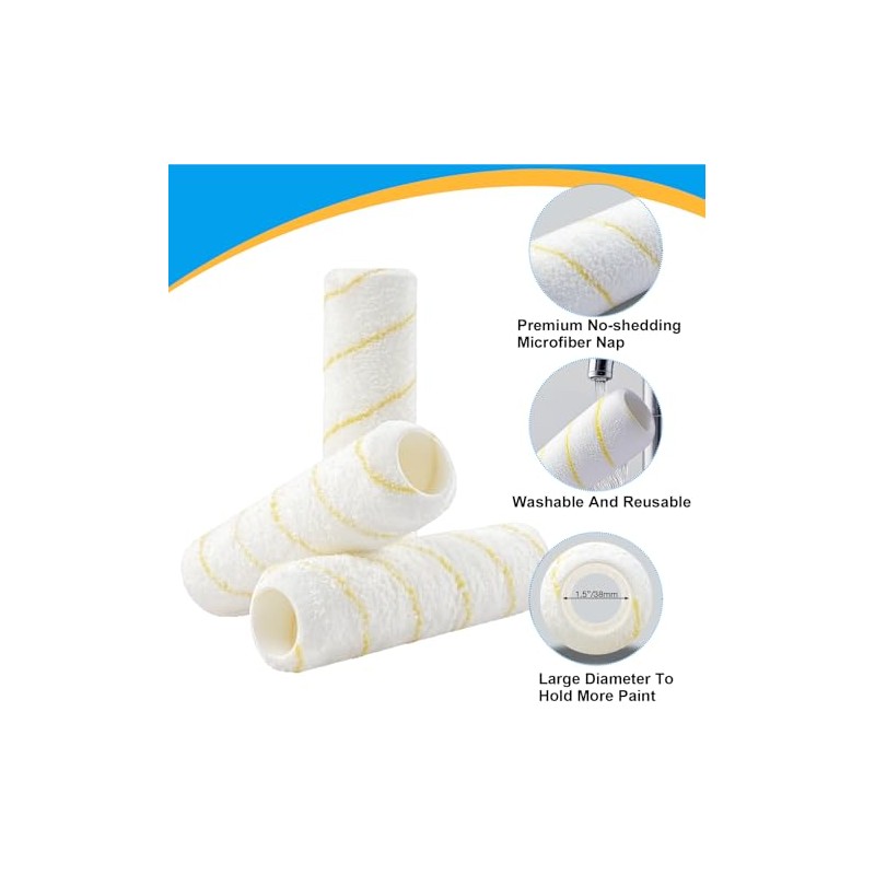 King Origin 9 Inch Microfiber Paint Roller Covers 1/2" Nap
