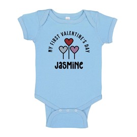 TATY Kids My First Valentine's Day Jasmine Baby Infant One Piece Bodysuit 24 Months Light Blue