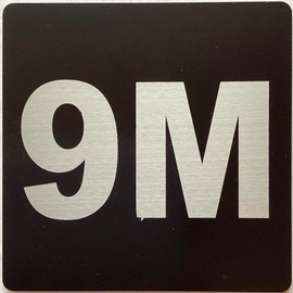 Apartment number 9M sign - UNIT NUMBER 9M SIGN/SUITE 9M SIGN (BLACK, SIZE 4x4 inch, DOUBLE SIDED TAPE) -Broadway Line